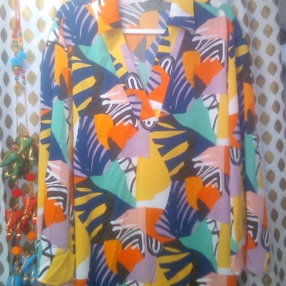 None Dresses & Skirts - Island Vibe Multi Color Split Sleeve Maxi Dress with Collar